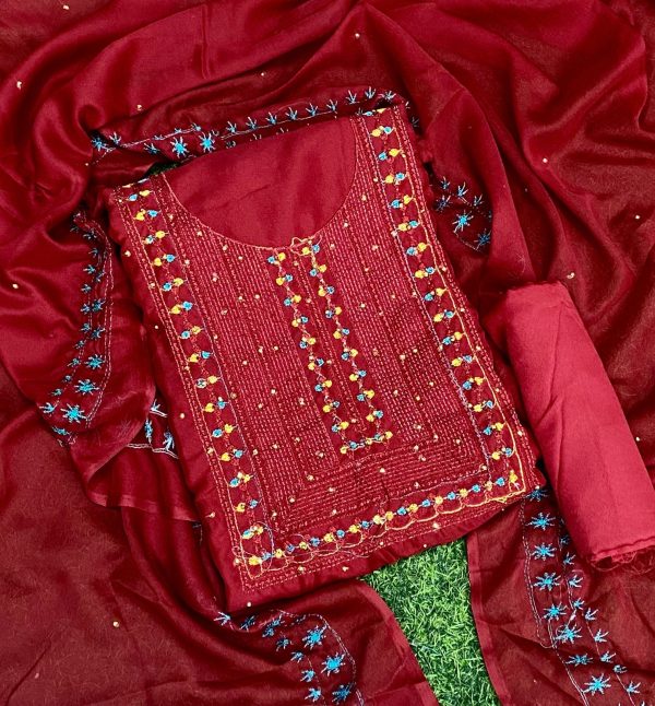 Embroidary georjet 4 pcs