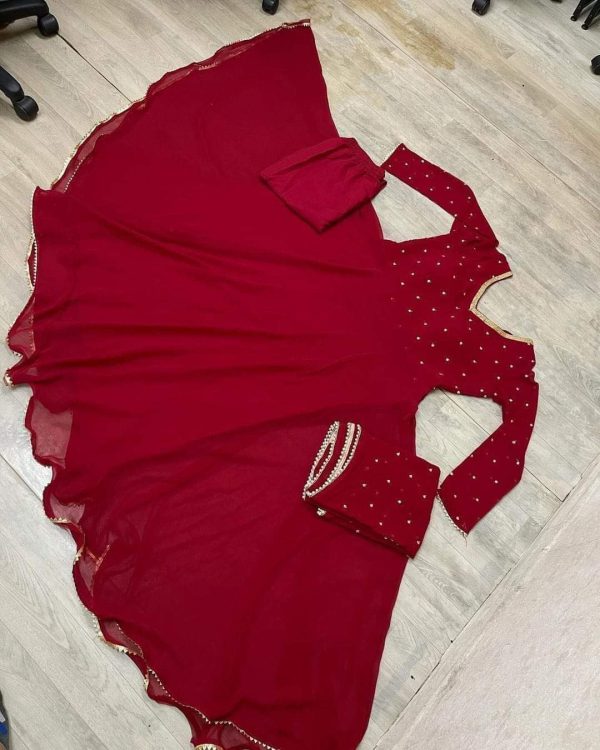 Georgette plain heavy flair party wear Gown - Image 4