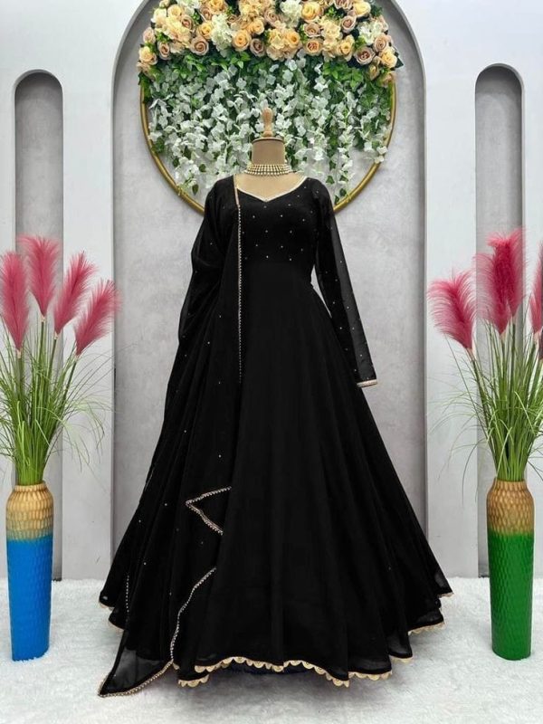 Georgette plain heavy flair party wear Gown