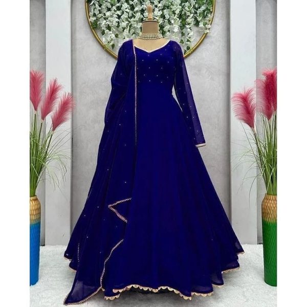 Georgette plain heavy flair party wear Gown