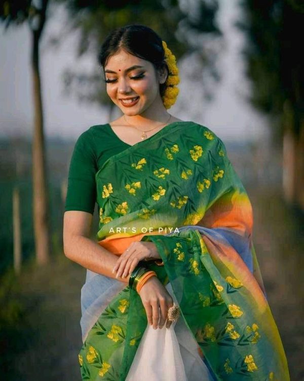 Half Silk Hand Print Sharee