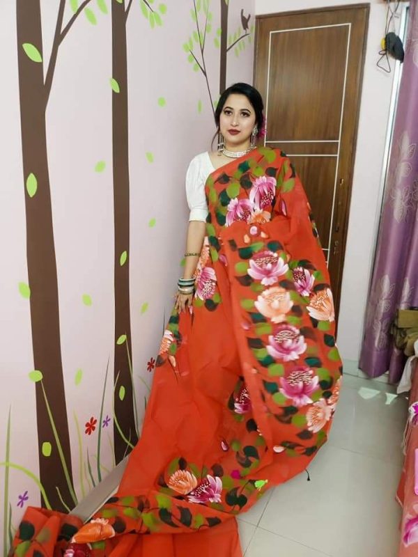 Half Silk Hand Print Sharee