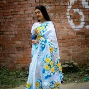 Half Silk Hand Print Sharee