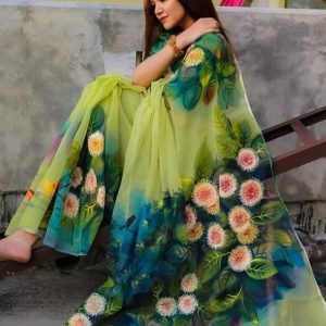 Half Silk Hand Print Sharee