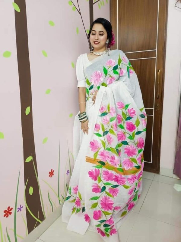 Half Silk Hand Print Sharee