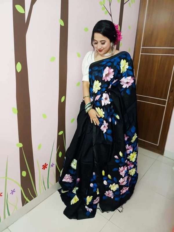 Half Silk Hand Print Sharee