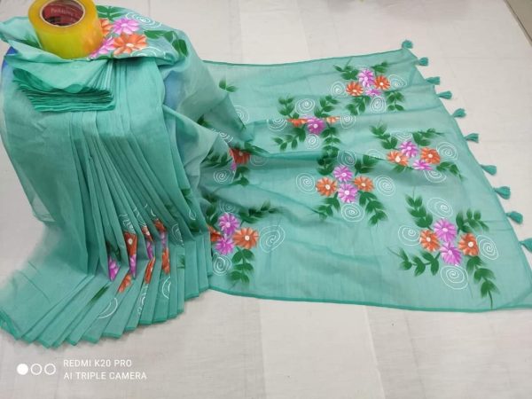 Half Silk Hand print Sharee