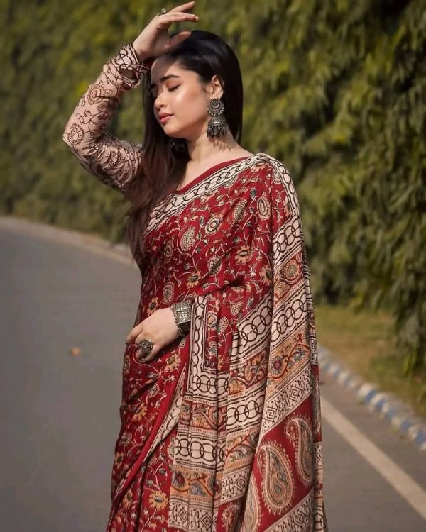 Soft Silk Saree with Blouse Piece - Image 2
