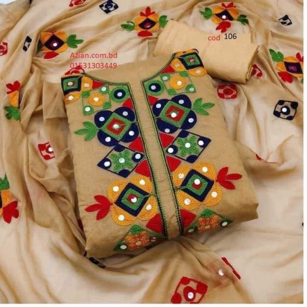 কাশ্মীরী আড়ি এম্ব্রডারী থ্রি-পিচ