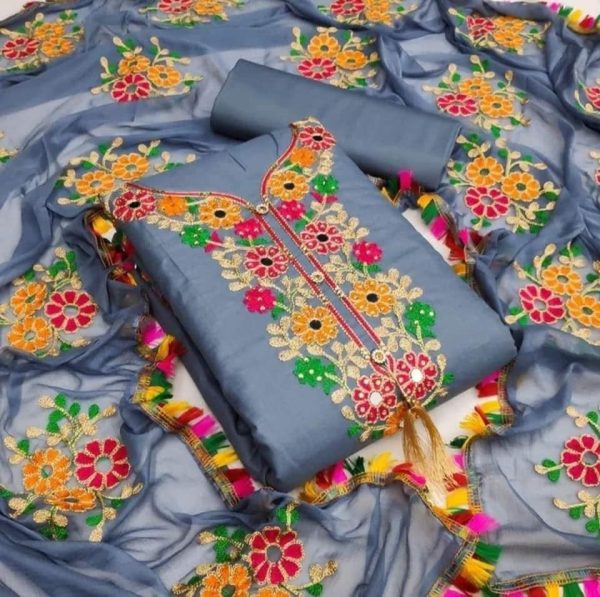 কাশ্মীরী আড়ি এম্ব্রডারী থ্রি-পিচ - Image 3
