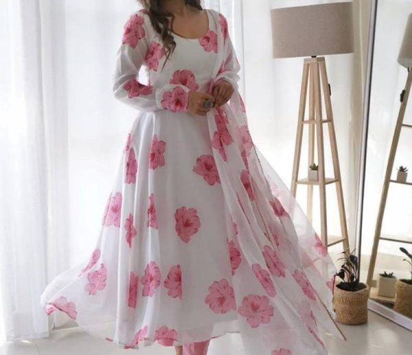 গোলাপ গ্রাউন( রেডিমেড থ্রী-পিস)