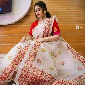 প্রিমিয়াম কোয়ালিটির হাফ সিল্ক শাড়ি