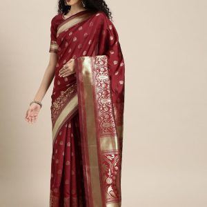 ব্লাউজ পিস সহ প্রিন্টেড সিল্ক শাড়ি