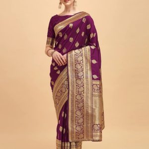 ব্লাউজ পিস সহ প্রিন্টেড সিল্ক শাড়ি