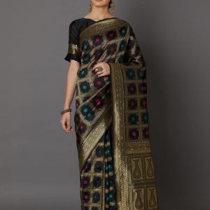 ব্লাউজ পিস সহ প্রিন্টেড সিল্ক শাড়ি