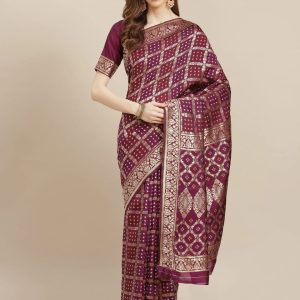 ব্লাউজ পিস সহ প্রিন্টেড সিল্ক শাড়ি
