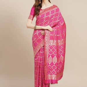 ব্লাউজ পিস সহ প্রিন্টেড সিল্ক শাড়ি