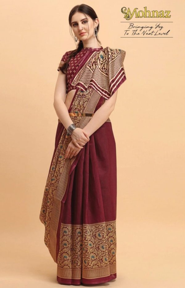ব্লাউজ পিস সহ প্রিন্টেড সিল্ক শাড়ি