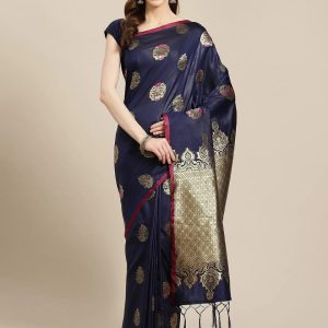 ব্লাউজ পিস সহ প্রিন্টেড সিল্ক শাড়ি
