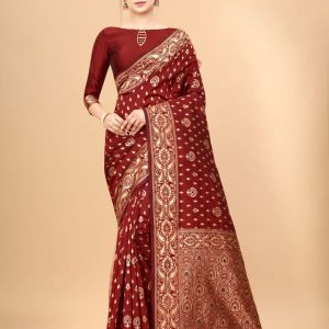 ব্লাউজ পিস সহ প্রিন্টেড সিল্ক শাড়ি