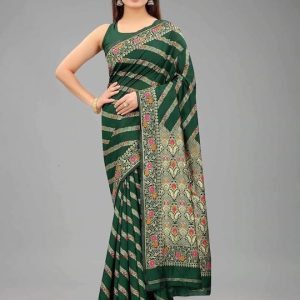 ব্লাউজ পিস সহ প্রিন্টেড সিল্ক শাড়ি