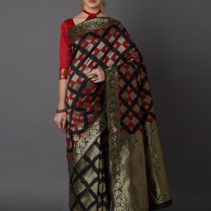 ব্লাউজ পিস সহ প্রিন্টেড সিল্ক শাড়ি