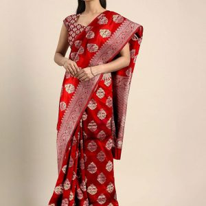 ব্লাউজ পিস সহ প্রিন্টেড সিল্ক শাড়ি