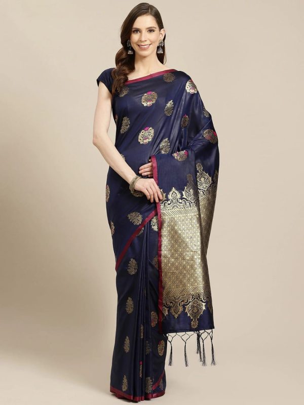 ব্লাউজ পিস সহ প্রিন্টেড সিল্ক শাড়ি - Image 3