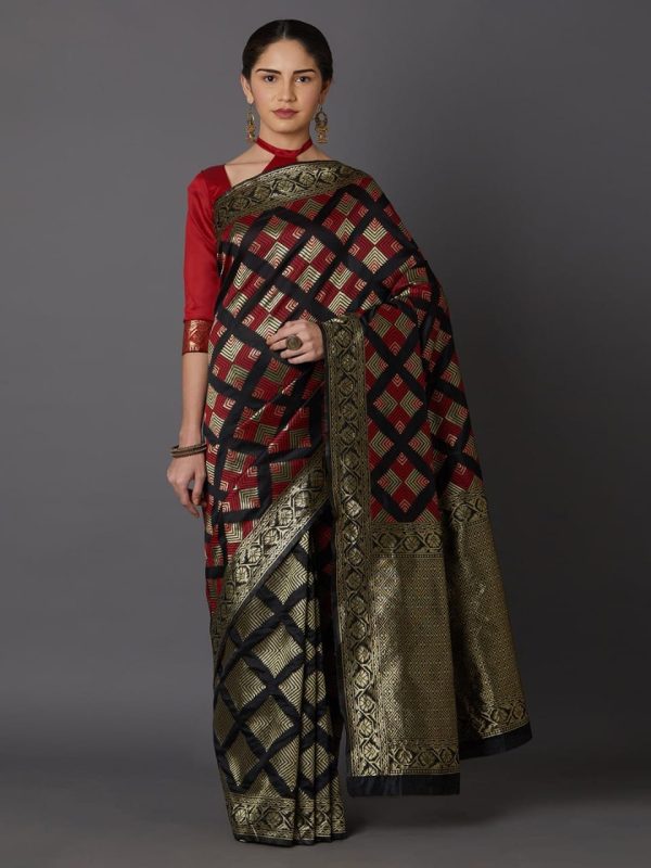 ব্লাউজ পিস সহ প্রিন্টেড সিল্ক শাড়ি - Image 3
