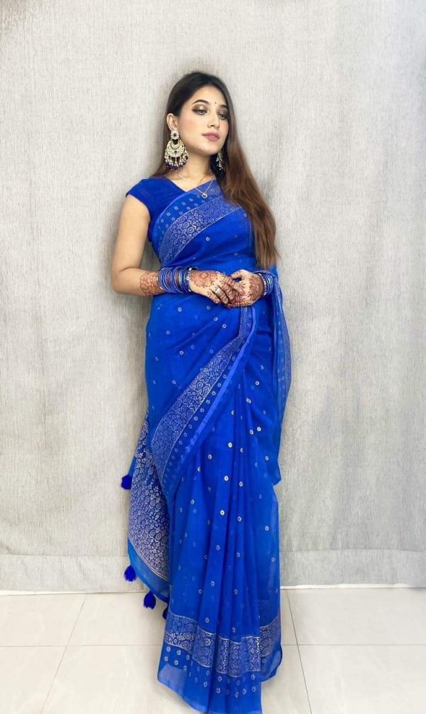 ভাইরাল হাই কোয়ালিটি হাফসিল্ক শাড়ি - Image 3