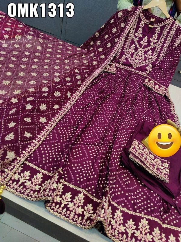রেডিমেড রেশমি কটন গাউন থ্রি পিস