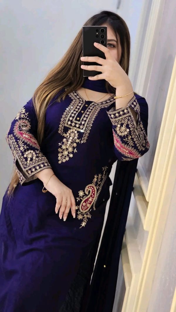 শিপন জর্জেট থ্রি-পিস - Image 4