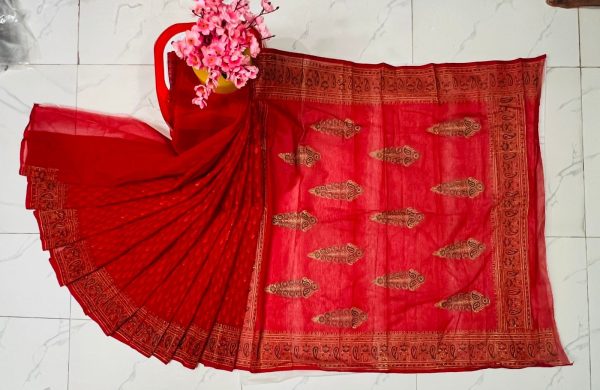 হাফ সিল্ক ব্লক প্রিন্ট শাড়ি কালেকশন