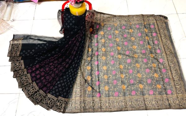 হাফ সিল্ক ব্লক প্রিন্ট শাড়ি কালেকশন