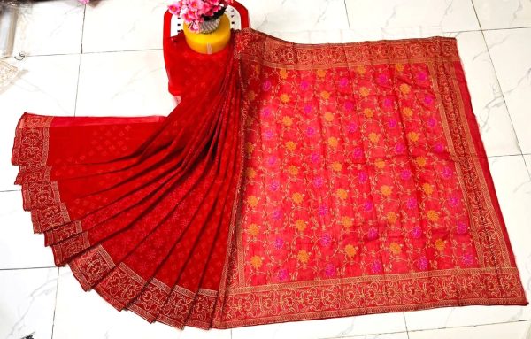হাফ সিল্ক ব্লক প্রিন্ট শাড়ি কালেকশন