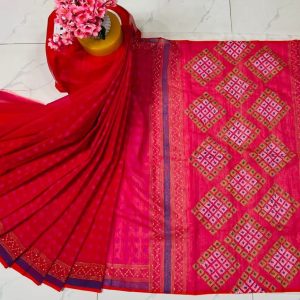 হাফ সিল্ক ব্লক প্রিন্ট শাড়ি কালেক