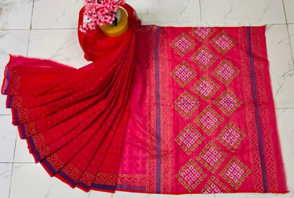 হাফ সিল্ক ব্লক প্রিন্ট শাড়ি কালেক