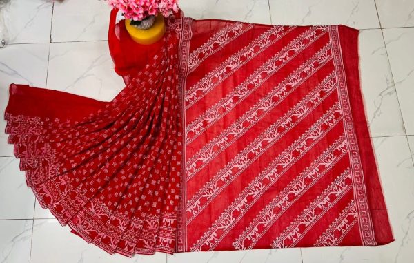 হাফ সিল্ক ব্লক প্রিন্ট শাড়ি কালেকশন