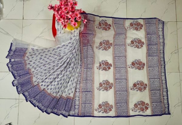 হাফ সিল্ক ব্লক প্রিন্ট শাড়ি কালেকশন