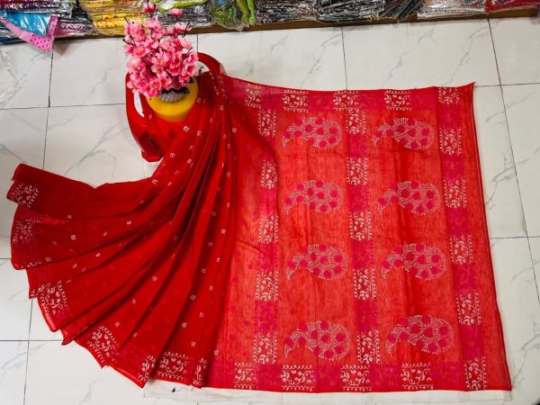 হাফ সিল্ক ব্লক প্রিন্ট শাড়ি কালেকশন