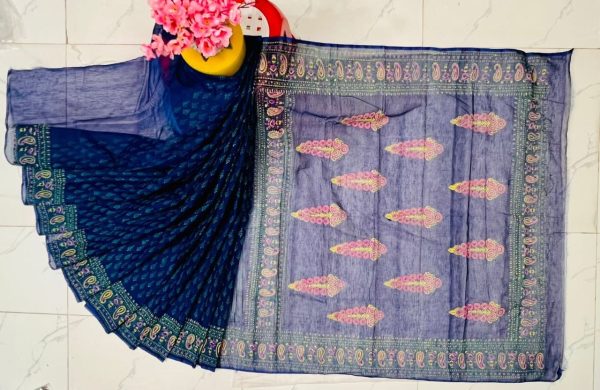 হাফ সিল্ক ব্লক প্রিন্ট শাড়ি কালেকশন