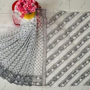 হাফ সিল্ক ব্লক প্রিন্ট শাড়ি কালেকশন