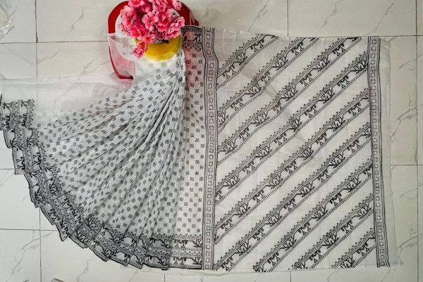 হাফ সিল্ক ব্লক প্রিন্ট শাড়ি কালেকশন