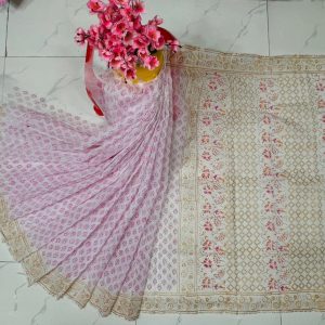 হাফ সিল্ক ব্লক প্রিন্ট শাড়ি কালেকশন