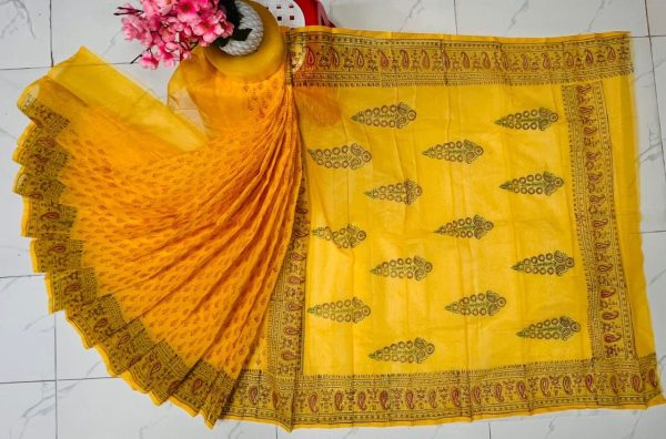 হাফ সিল্ক ব্লক প্রিন্ট শাড়ি কালেকশন