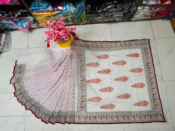 হাফ সিল্ক ব্লক প্রিন্ট শাড়ি কালেকশন