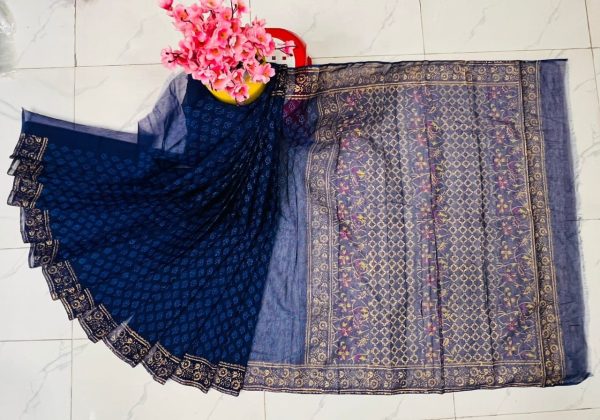 হাফ সিল্ক ব্লক প্রিন্ট শাড়ি কালেকশন