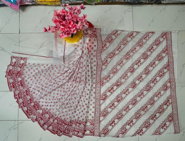 হাফ সিল্ক ব্লক প্রিন্ট শাড়ি কালেকশন