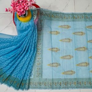 হাফ সিল্ক ব্লক প্রিন্ট শাড়ি কালেকশন