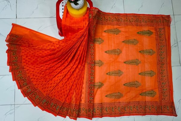 হাফ সিল্ক ব্লক প্রিন্ট শাড়ি কালেকশন
